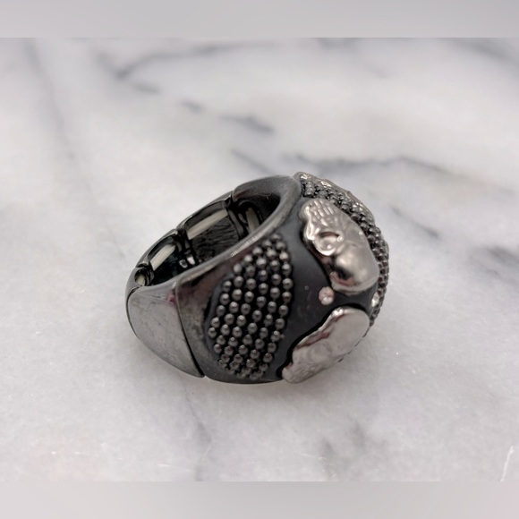 Skull Band Fashion Ring with Crystals - Picture 6 of 8